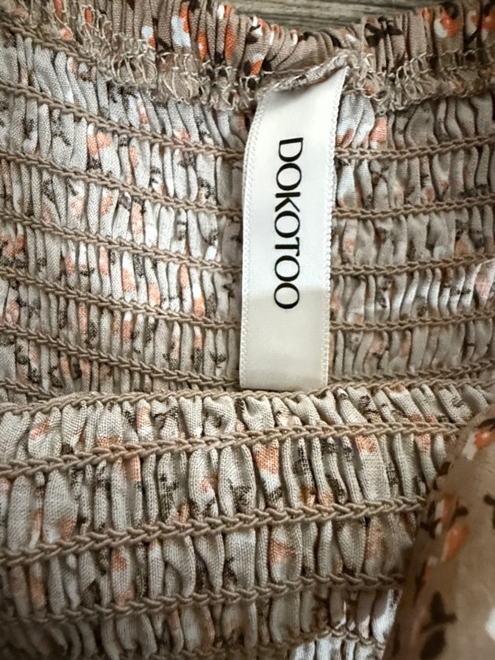 DOKOTOO  Smocked Wide-Leg Floral Jumpsuit in Light Beige - Picture 4 of 5